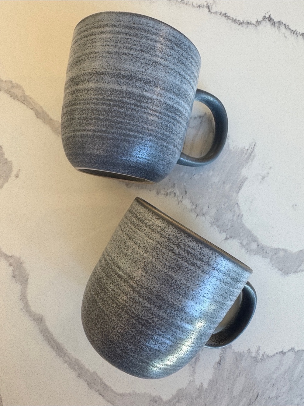 Speckled Gray Ceramic Mugs - Modern Stoneware Set